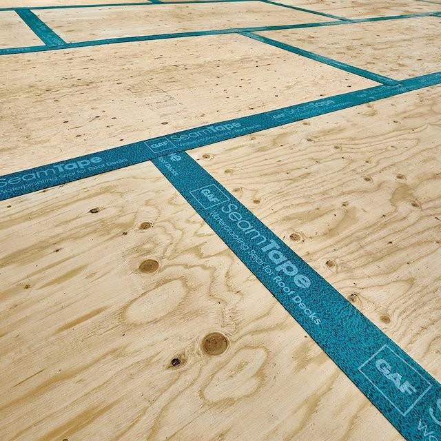 Roof deck with taped seams