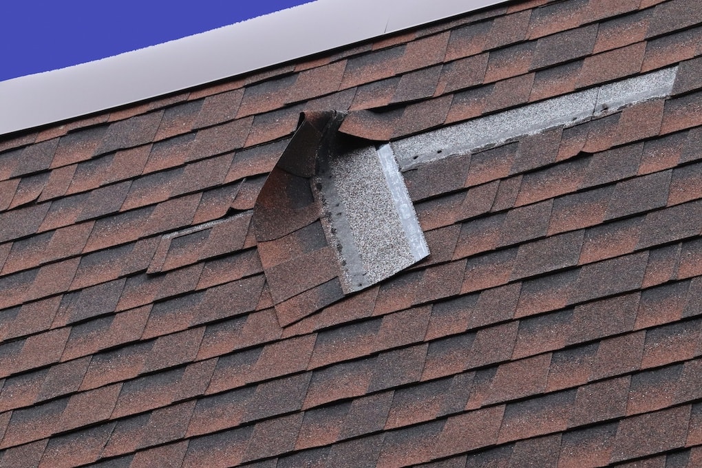 missing shingles; roof inspection