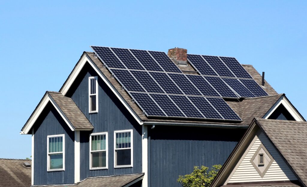 Solar panels on the roof of a home