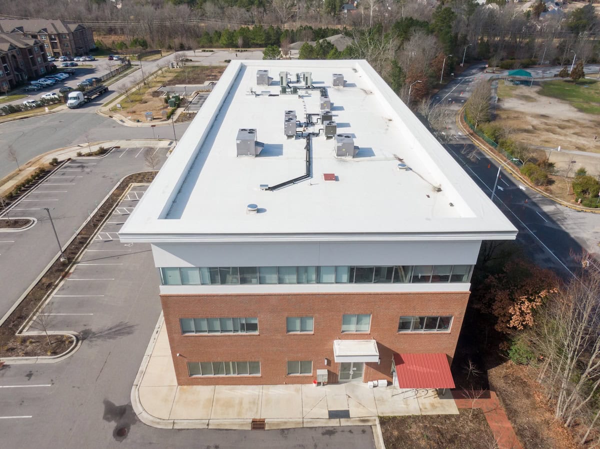 Drone Photos of TPO Commercial & Residential Roofing