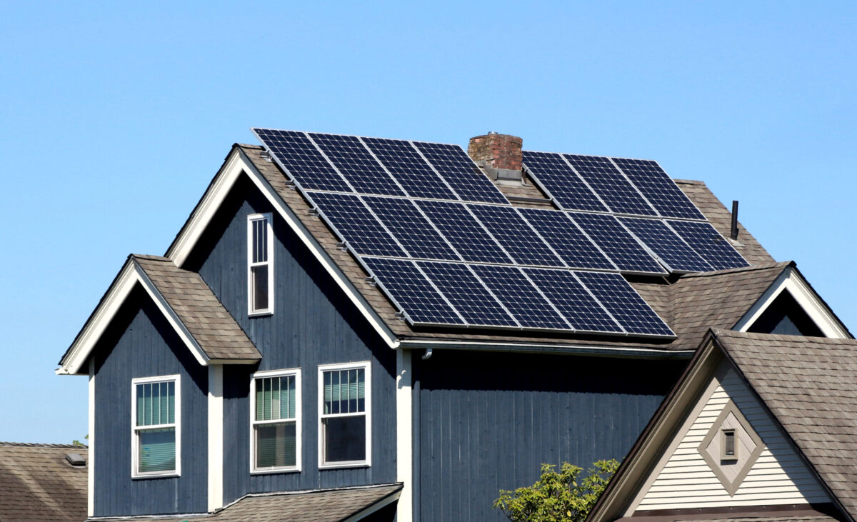 Solar panels on the roof of a home